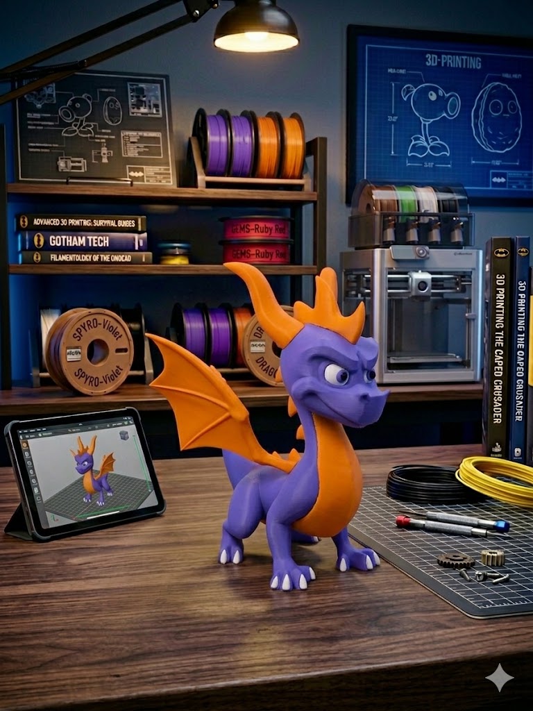 Spyro the Dragon Figure — 14" Hand-Made 3D Print