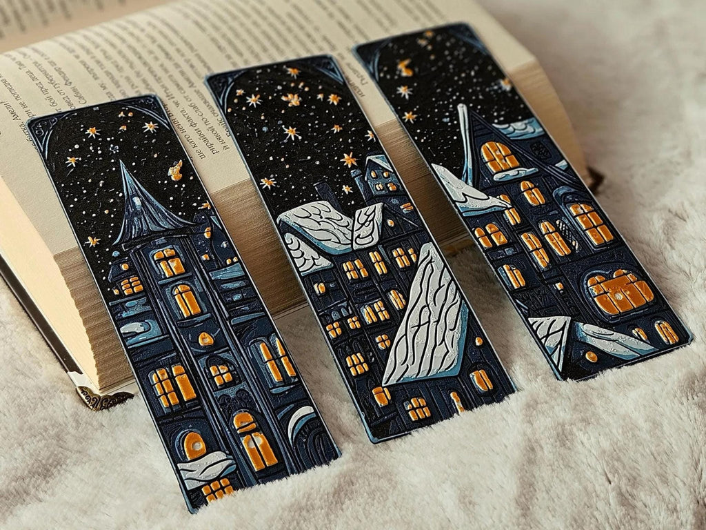 3D Printed Bookmarks, Cozy Christmas Winter Village Set - JM Designs
