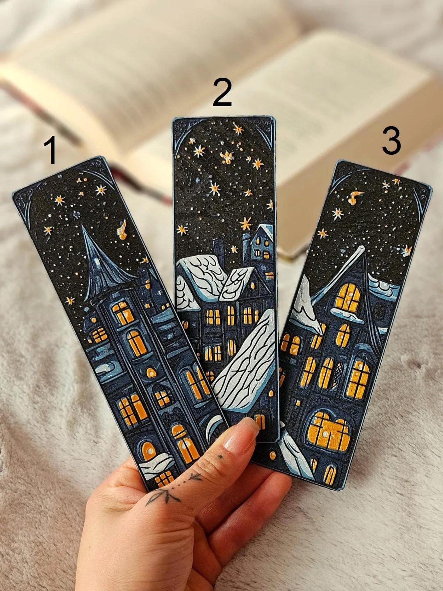 3D Printed Bookmarks, Cozy Christmas Winter Village Set - JM Designs