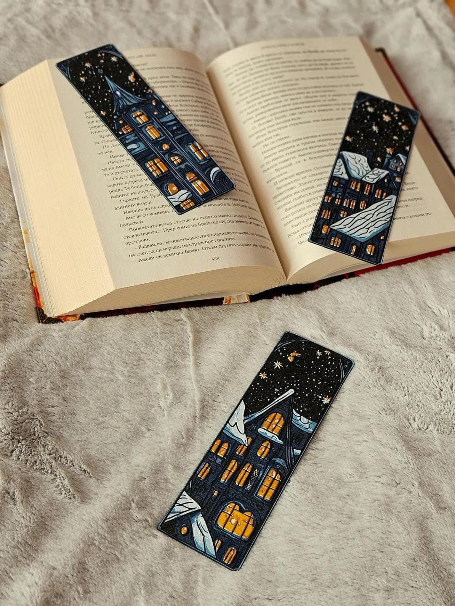 3D Printed Bookmarks, Cozy Christmas Winter Village Set - JM Designs