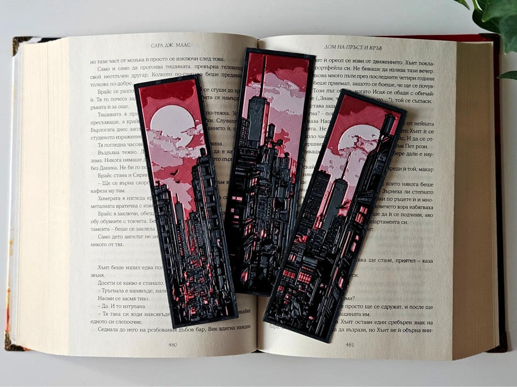 3D Printed Bookmarks Set, Miniature Skyline Design in Vibrant Colors - JM Designs