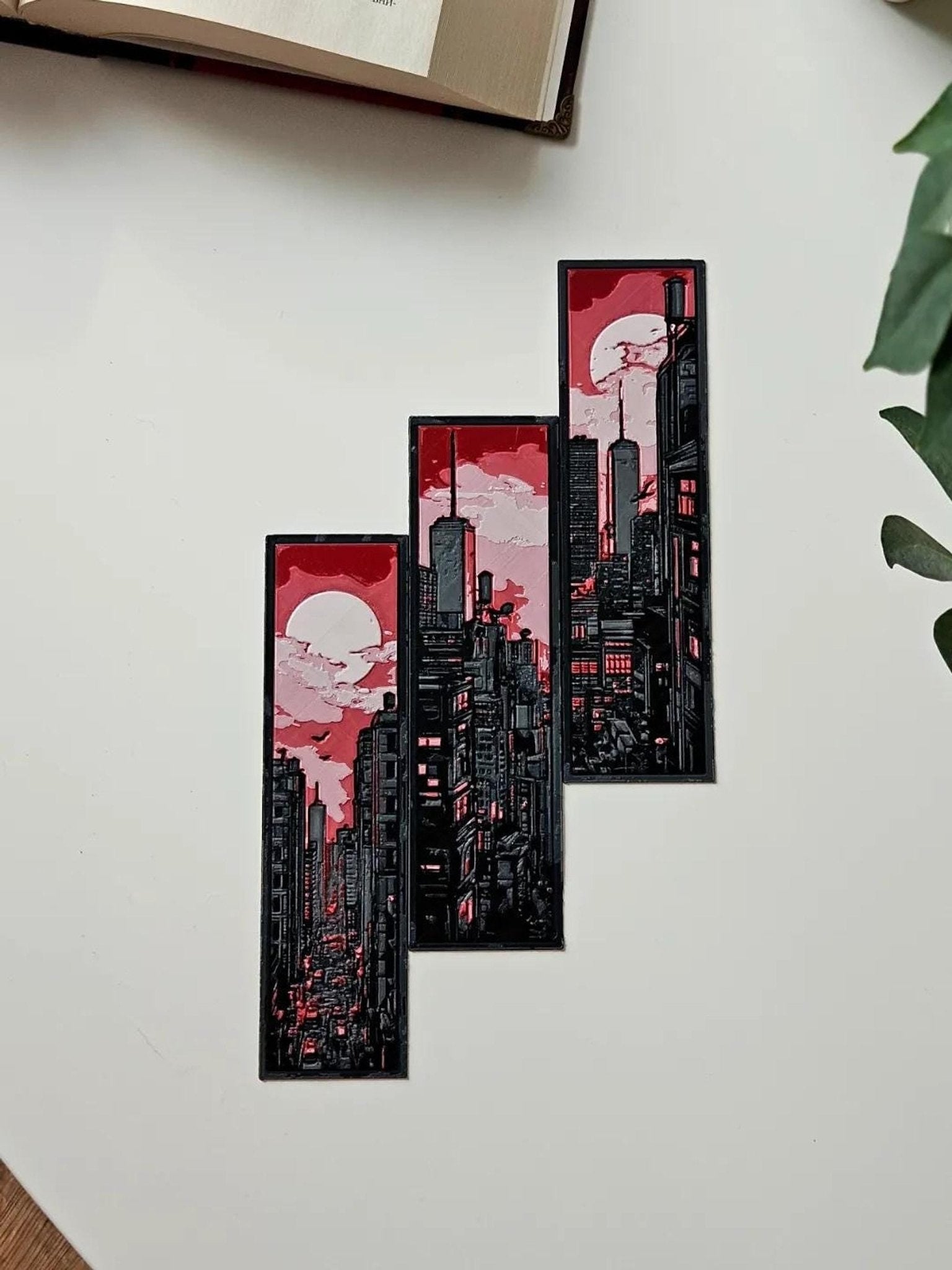 3D Printed Bookmarks Set, Miniature Skyline Design in Vibrant Colors - JM Designs