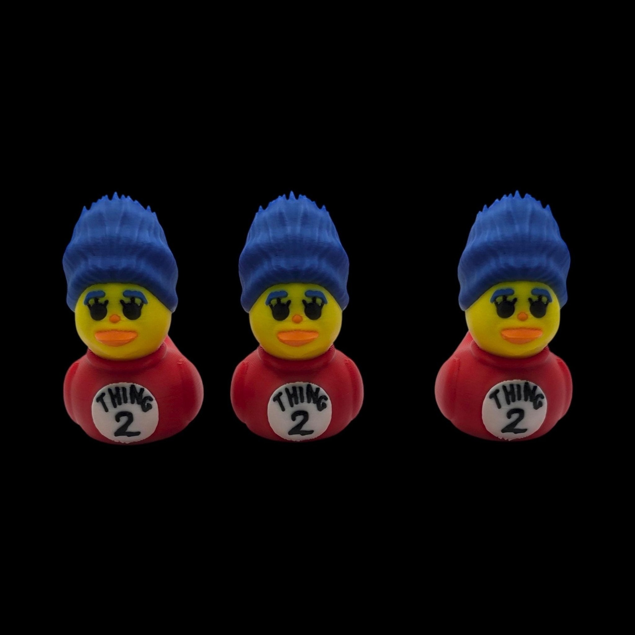3D Printed Duck Figurine Set, Cat in the Hat and Thing 1 & 2 for Kids Room Display - JM Designs
