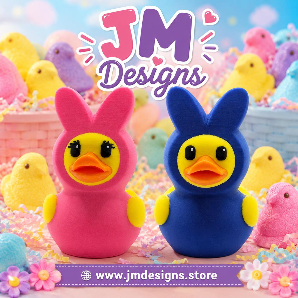 3d Printed Duck Figurine Toy Marshmallow Peep Easter Decoration Accessory Candy Shaped Ornament Blue Pink - JM Designs