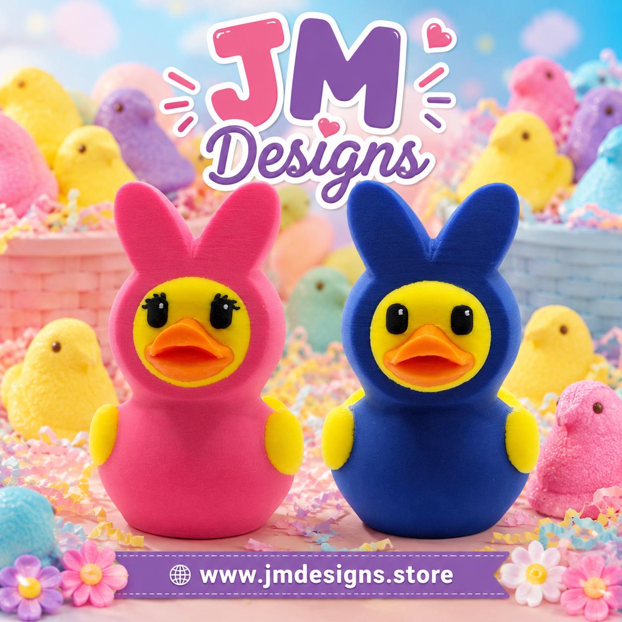 3d Printed Duck Figurine Toy Marshmallow Peep Easter Decoration Accessory Candy Shaped Ornament Blue Pink - JM Designs