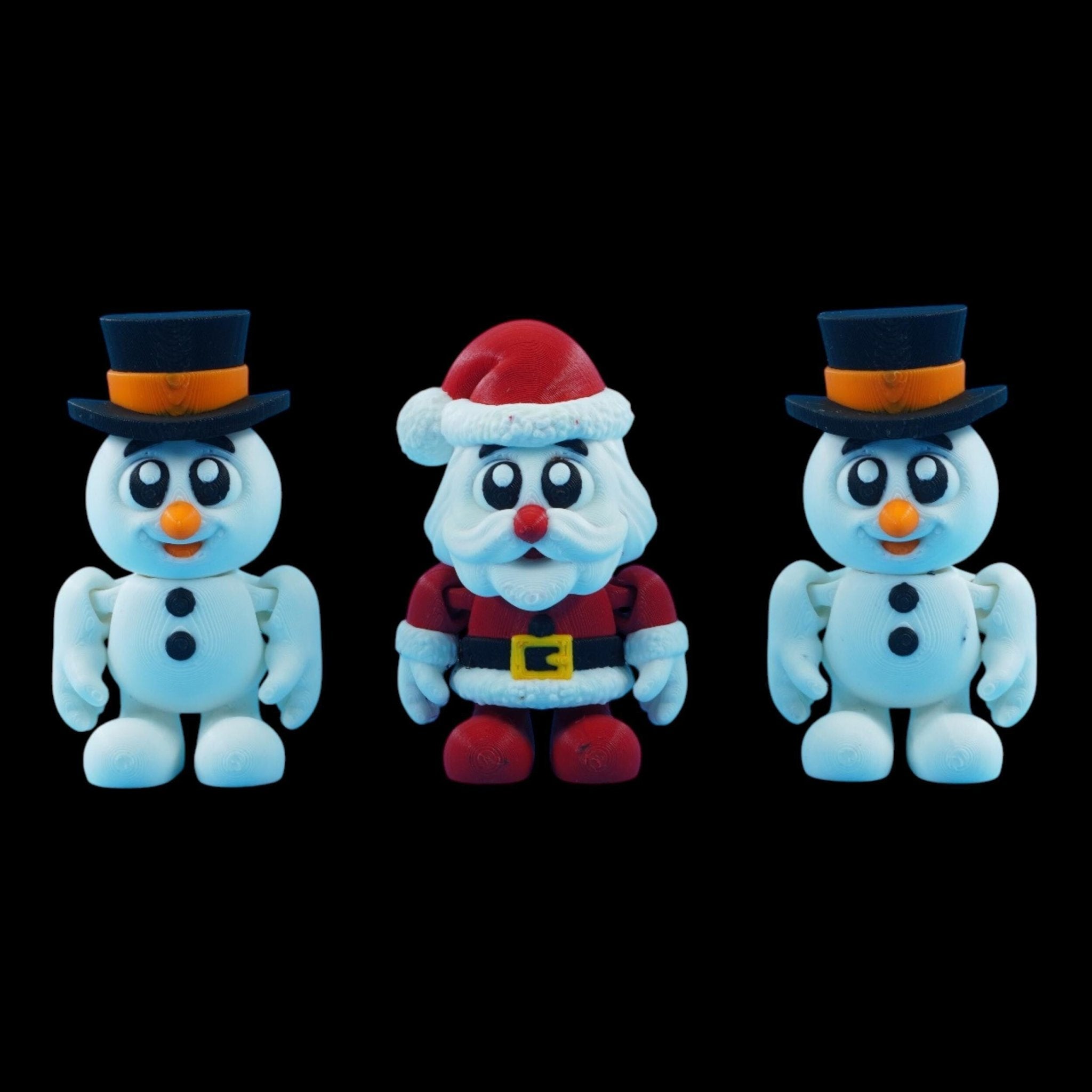 3D Printed Elf Figurine Toy, Movable Holiday Decoration with Santa and Snowman - JM Designs