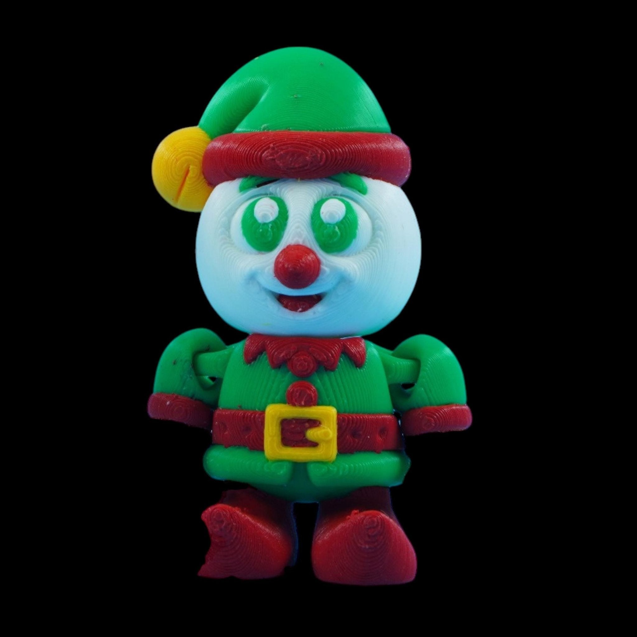 3D Printed Elf Figurine Toy, Movable Holiday Decoration with Santa and Snowman - JM Designs