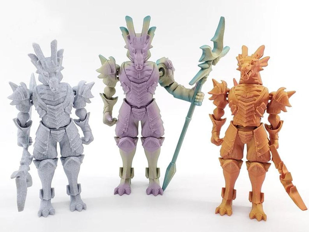 3D Printed Knight Action Figure, Articulated Dragon Design with Custom Colors - JM Designs