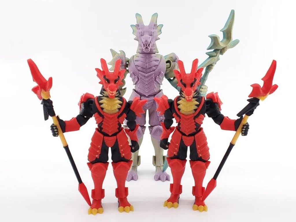 3D Printed Knight Action Figure, Articulated Dragon Design with Custom Colors - JM Designs