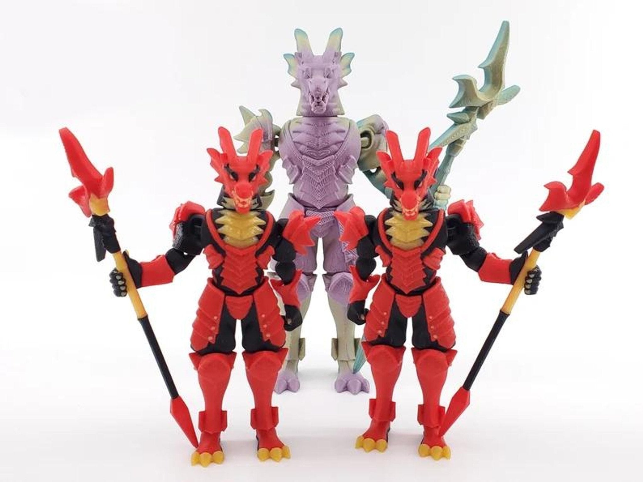3D Printed Knight Action Figure, Articulated Dragon Design with Custom Colors - JM Designs