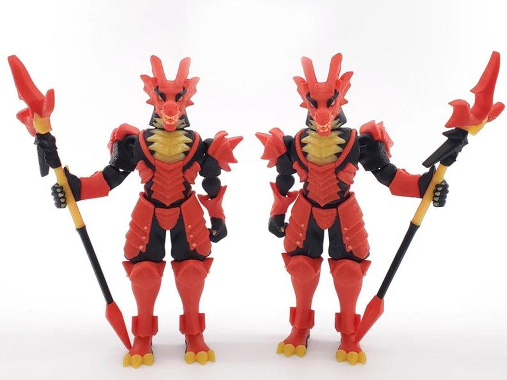 3D Printed Knight Action Figure, Articulated Dragon Design with Custom Colors - JM Designs