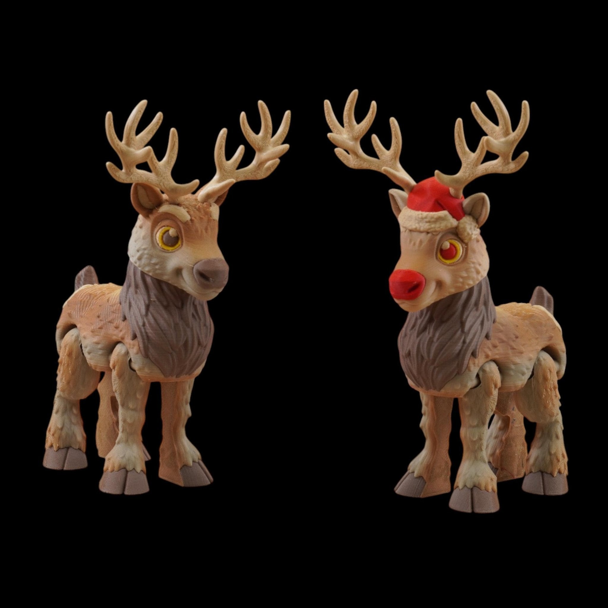 3D Printed Reindeer Desk Ornament, Articulated Holiday Decoration with Designs - JM Designs