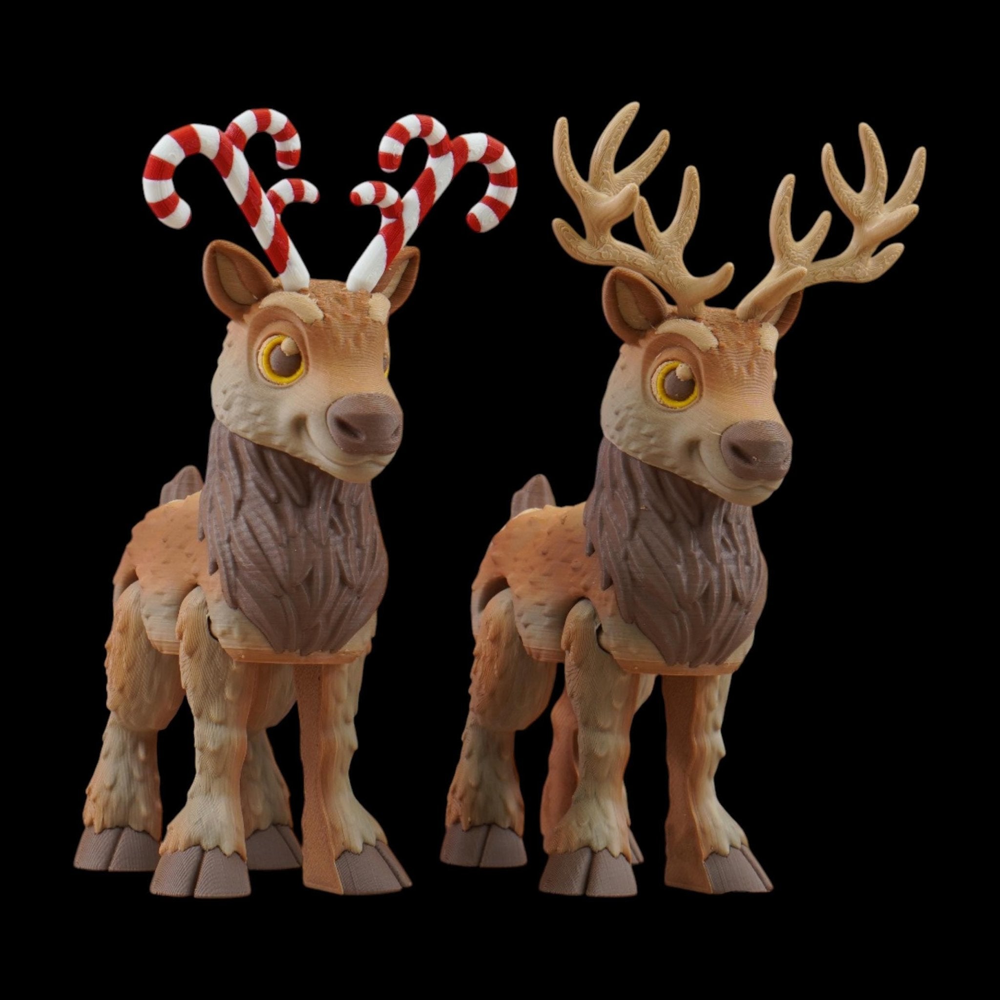 3D Printed Reindeer Desk Ornament, Articulated Holiday Decoration with Designs - JM Designs