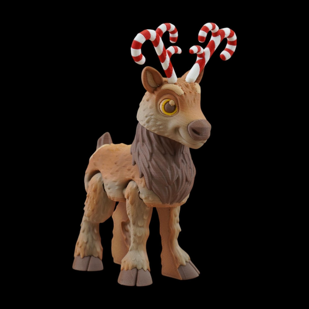 3D Printed Reindeer Desk Ornament, Articulated Holiday Decoration with Designs - JM Designs