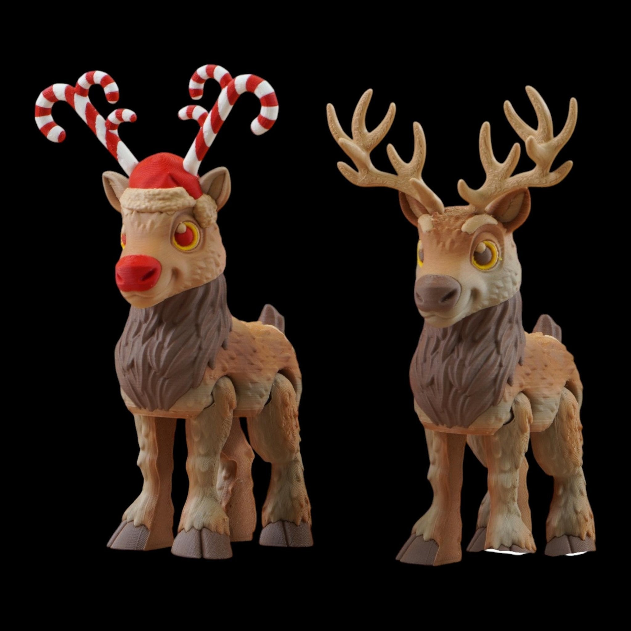 3D Printed Reindeer Desk Ornament, Articulated Holiday Decoration with Designs - JM Designs