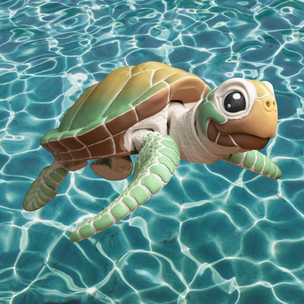 3D Printed Turtle Desk Ornament, Articulated Marine Decoration with Custom Colors - JM Designs
