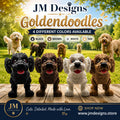 4 different colors Goldendoodle Desk Decoration Display Miniature Dog Statue Figurine Doodle Art - JM Designs