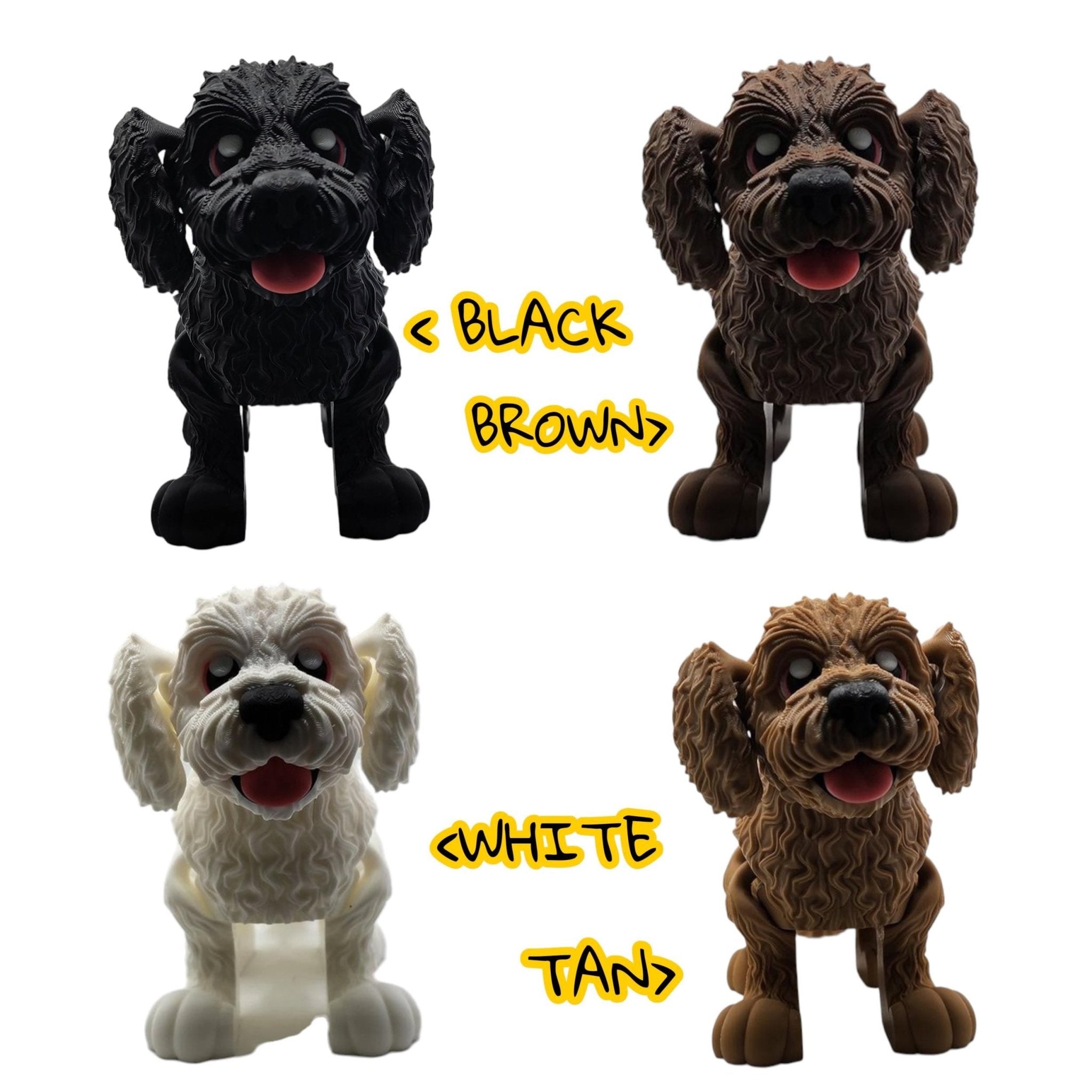 4 different colors Goldendoodle Desk Decoration Display Miniature Dog Statue Figurine Doodle Art - JM Designs