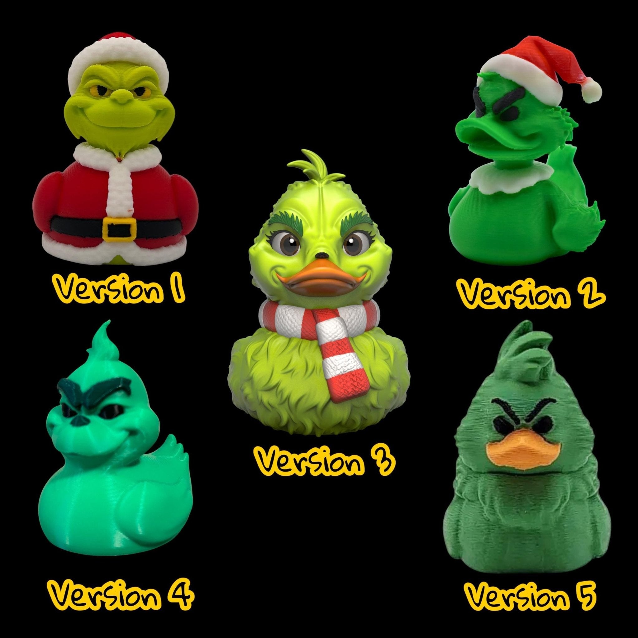 5 Different Inspired Grinch Duck Figurine Christmas Decoration Holiday Gift Idea Perfect Present Santa Ornament - JM Designs