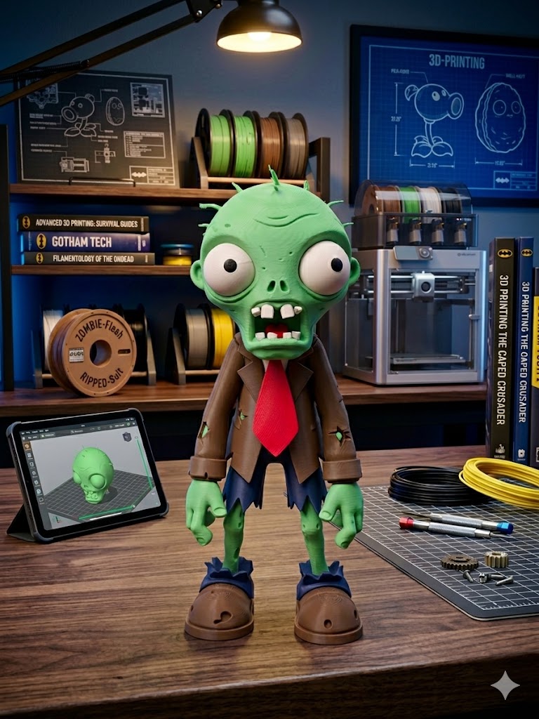 Plants vs. Zombies Zombie Figure 12" TALL — Hand-Made 3D Print