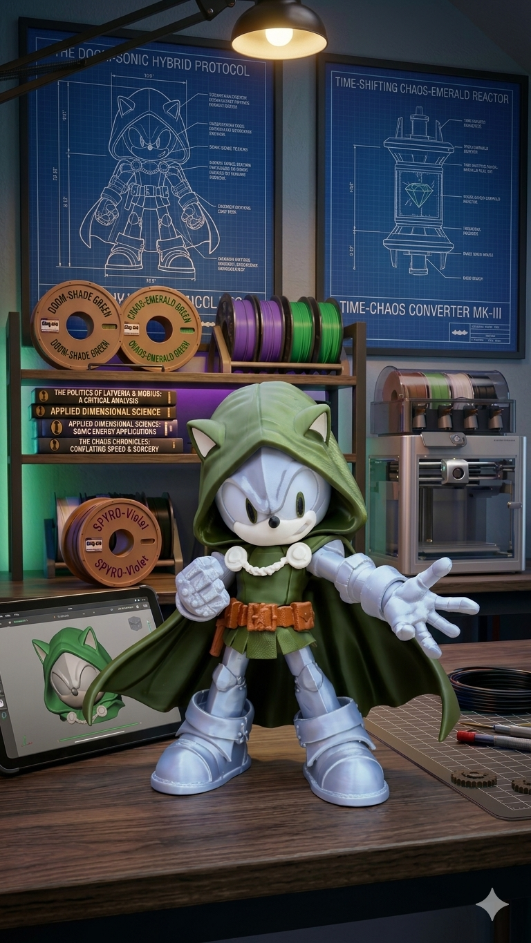 Sonic "Doctor Doom" Mashup Figure — Hand-Made 3D Print