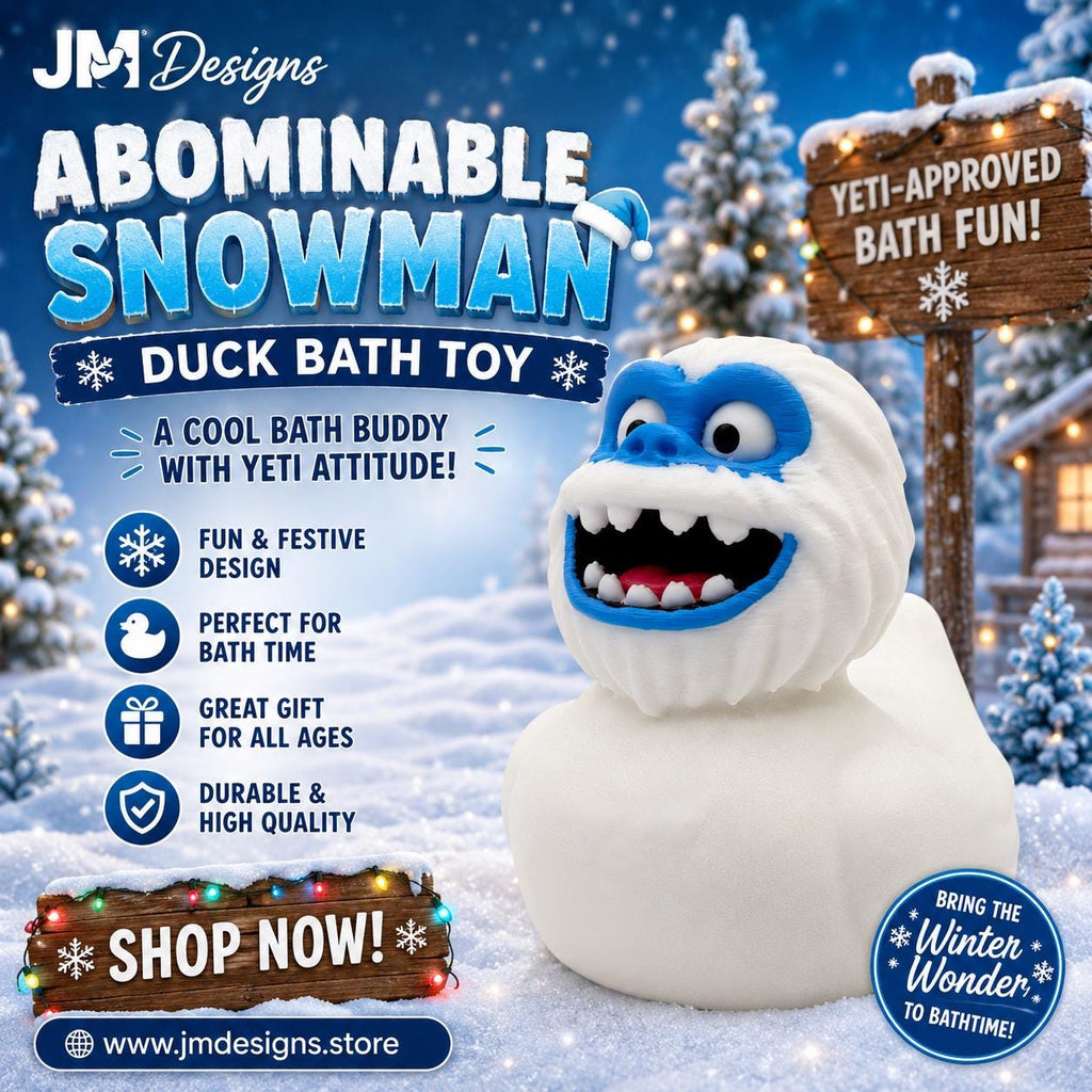 Abominable Snowman Duck Bath Toy Monster Figure Winter Decoration Bathroom Accessory Desk Item Novelty Gift Yeti Collectible Creature Bumble - JM Designs