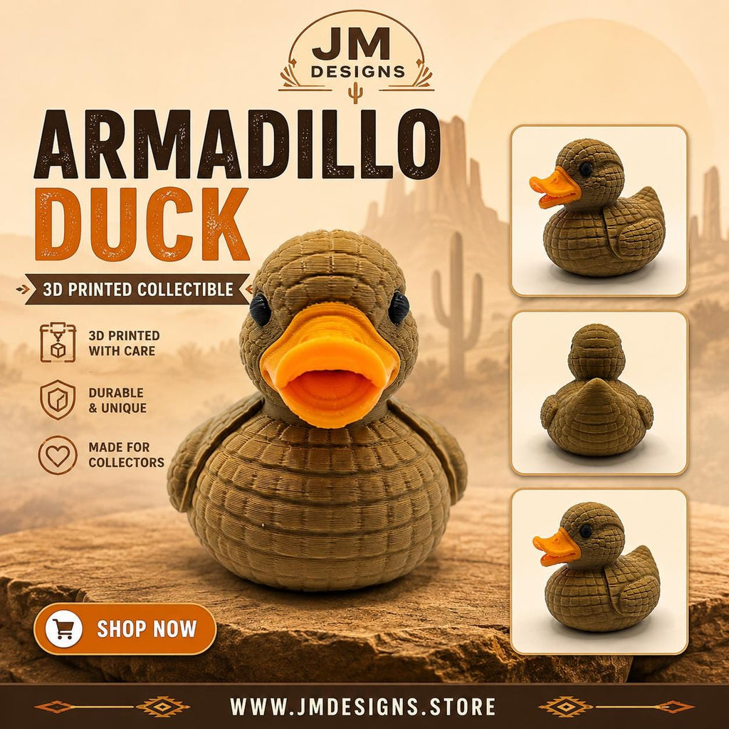 Armadillo Duck Figurine Desk Toy Office Animal Enthusiast Collectible Statue Dashboard Ornament Cruise Ducking - JM Designs