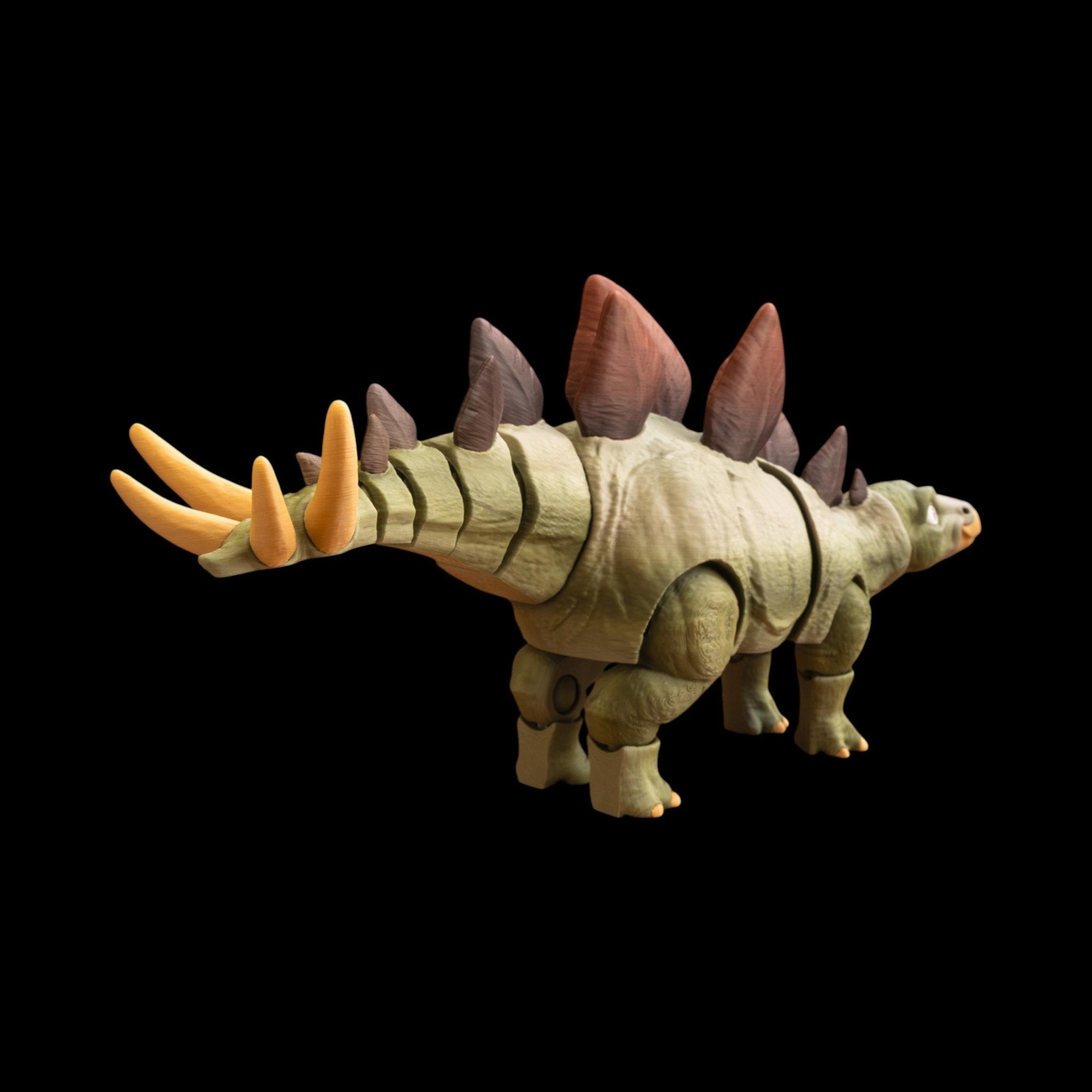 Articulated Dinosaur Toy, Posable Stegosaurus Figure in 4 Color Variations - JM Designs