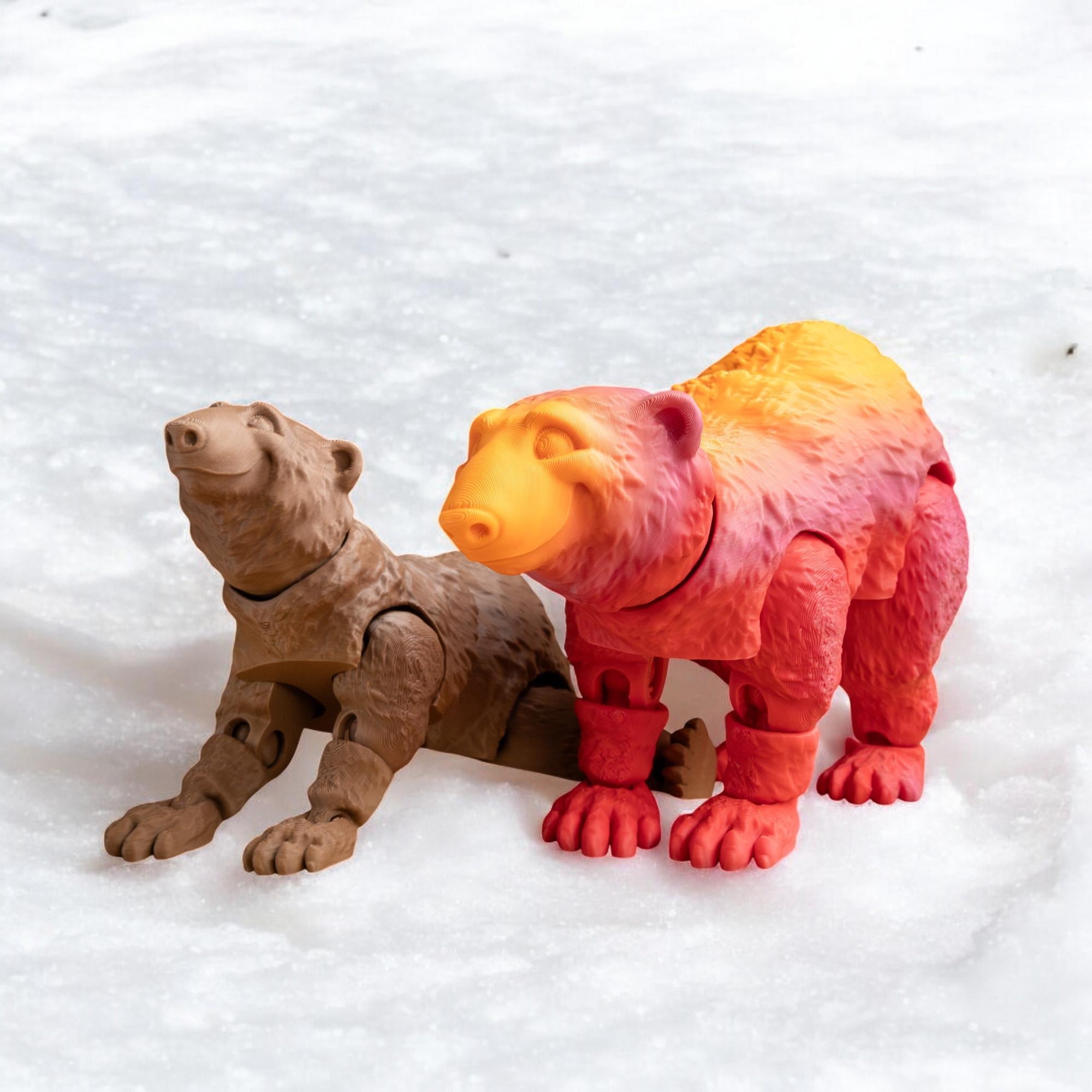 Articulated Polar Bear Toy, Customizable 3D Printed Desk Decor with Santa Hat Option - JM Designs