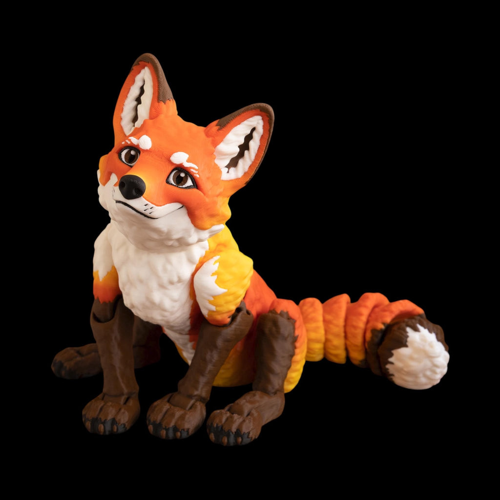 Articulated Red Fox Figurine Desk Toy Office Accessory Woodland Animal Fidget Sculpture Poseable Model Flexible - JM Designs