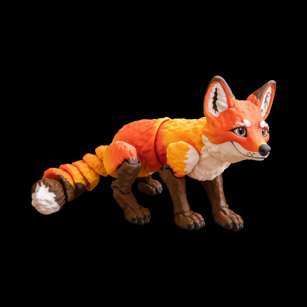 Articulated Red Fox Figurine Desk Toy Office Accessory Woodland Animal Fidget Sculpture Poseable Model Flexible - JM Designs