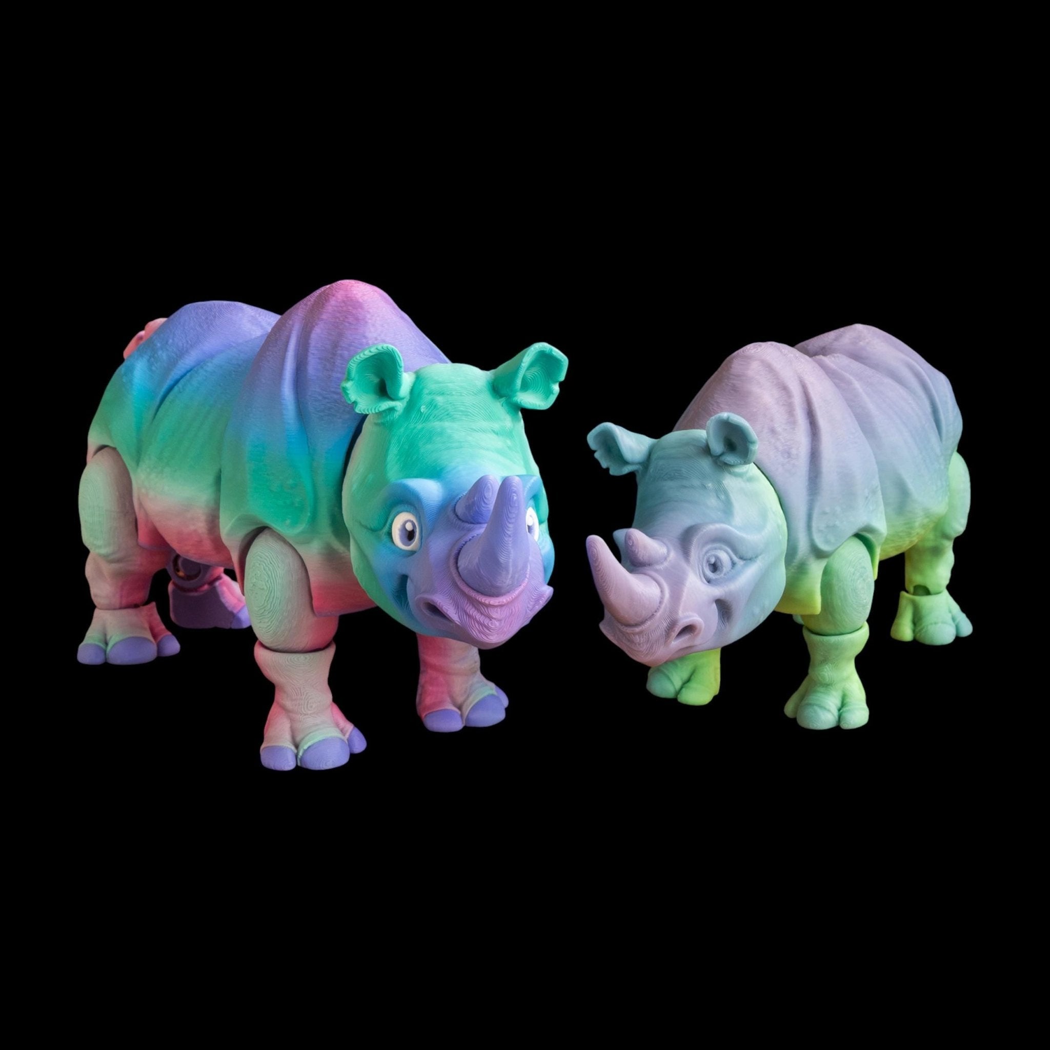Articulated Rhinoceros Toy Animal Figure Joint Design Desk Decoration Display Piece Collectible Item Grey Model Safari Movable Sculpture - JM Designs