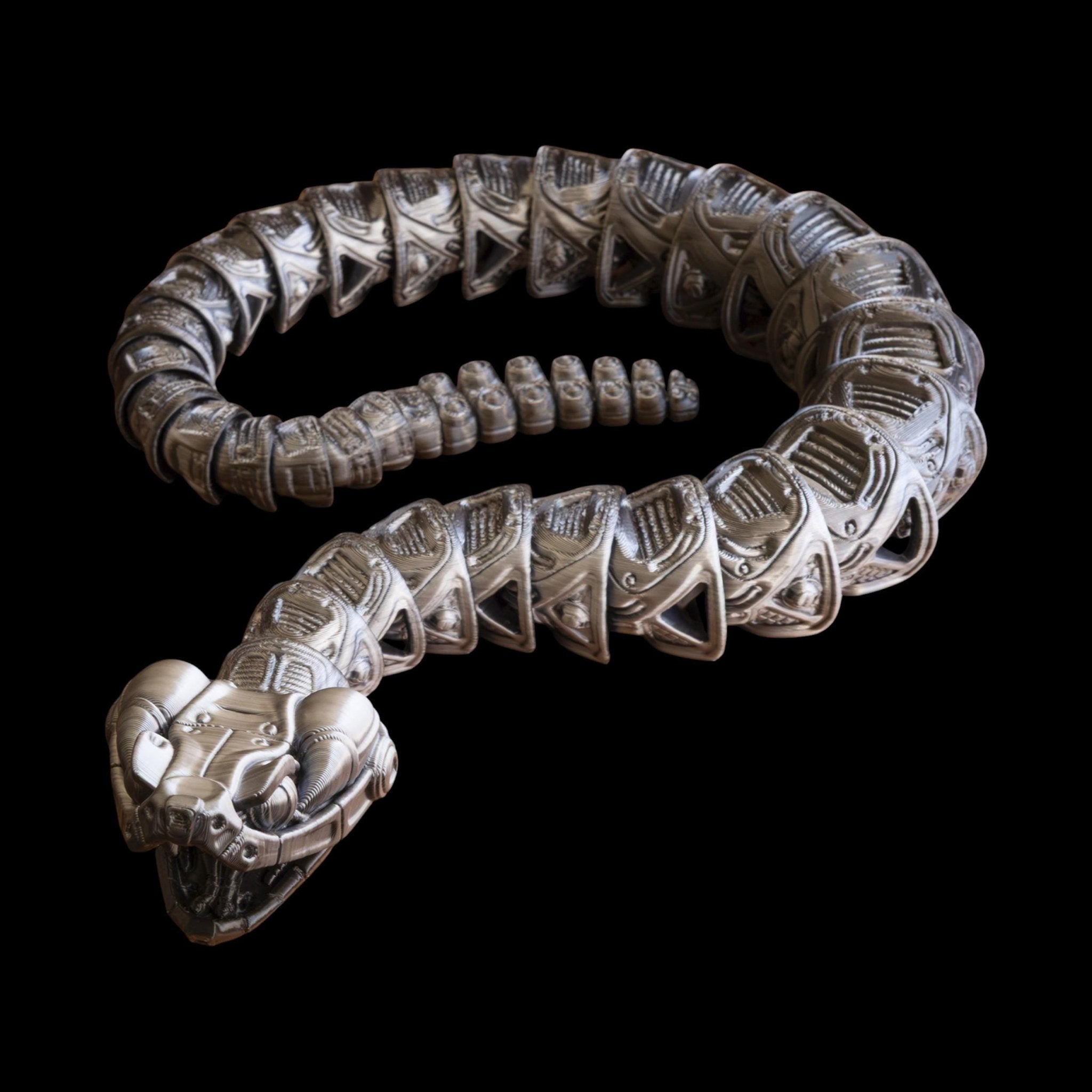 Articulated Robo-Rattler Snake Figure Desk Toy Model Realistic Reptile Display Piece Office Decoration Bendable Design Item Fidget Stress - JM Designs