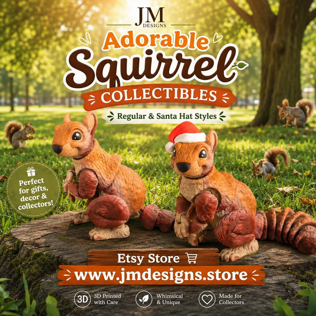 Articulated Squirrel Figure Office Decoration Christmas Animal Lover Woodland Creature Flexible Joint - JM Designs