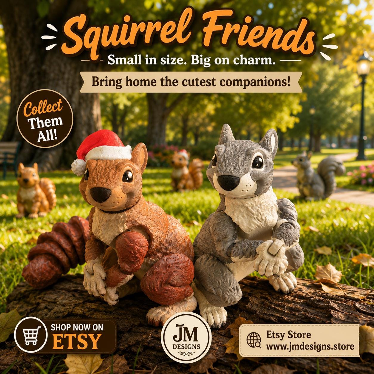 Articulated Squirrel Figure Office Decoration Christmas Animal Lover Woodland Creature Flexible Joint - JM Designs