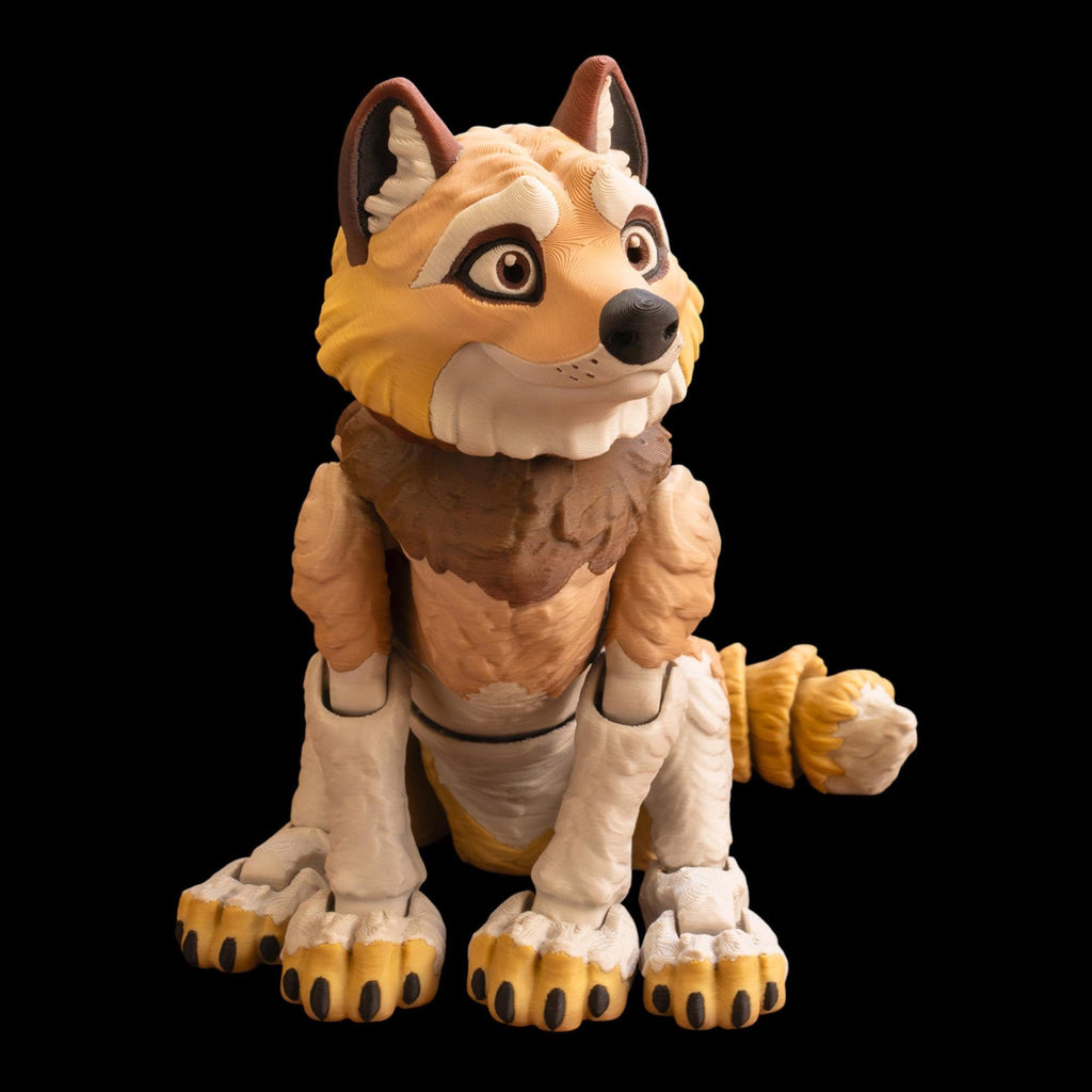 Articulated Wolf Figurine, 3D Printed Desk Accessory with Movable Joints - JM Designs