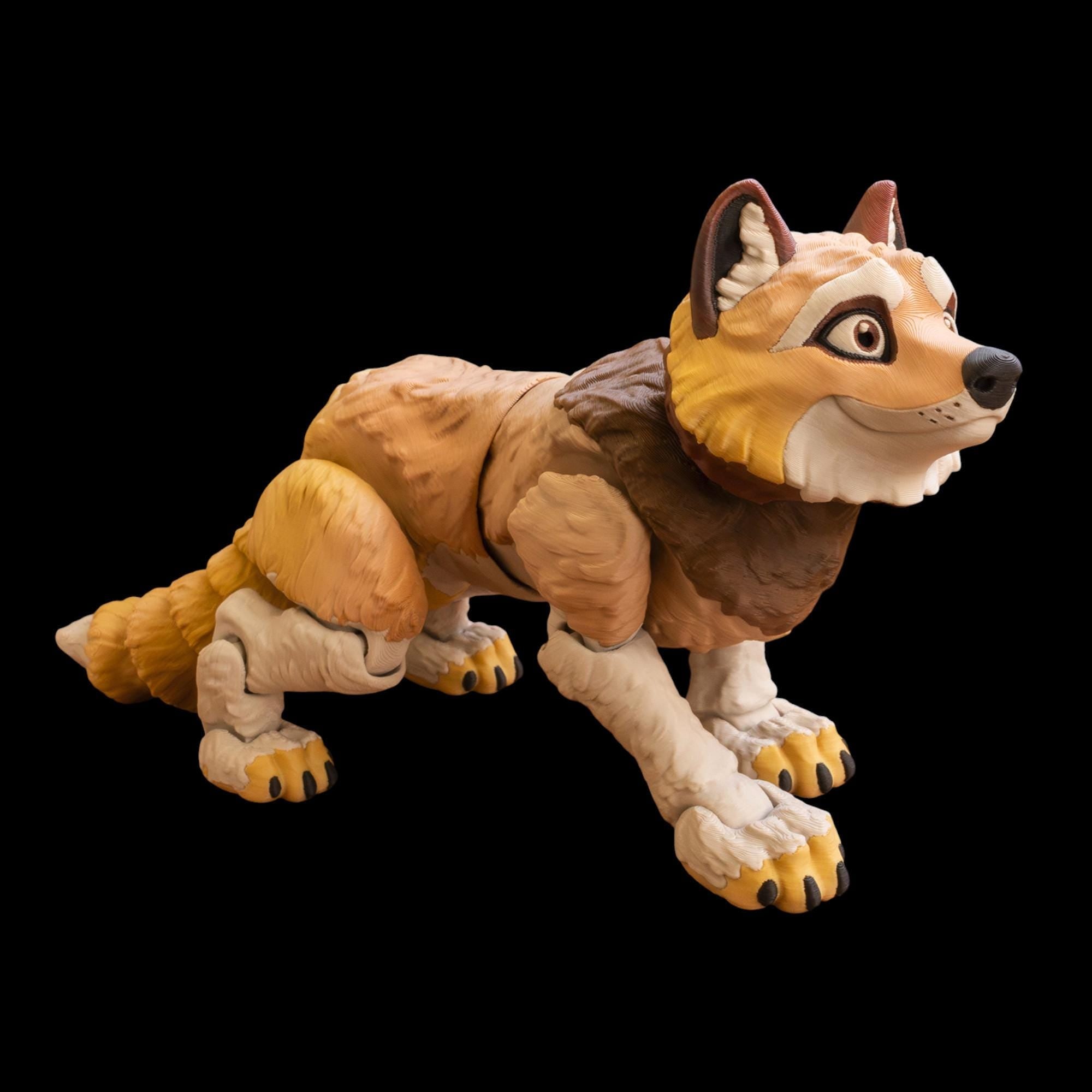 Articulated Wolf Figurine, 3D Printed Desk Accessory with Movable Joints - JM Designs