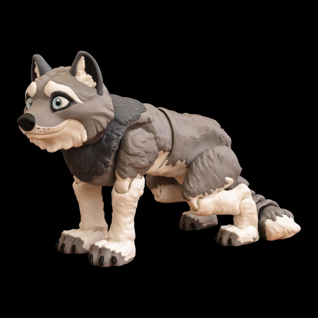 Articulated Wolf Figurine, 3D Printed Desk Accessory with Movable Joints - JM Designs
