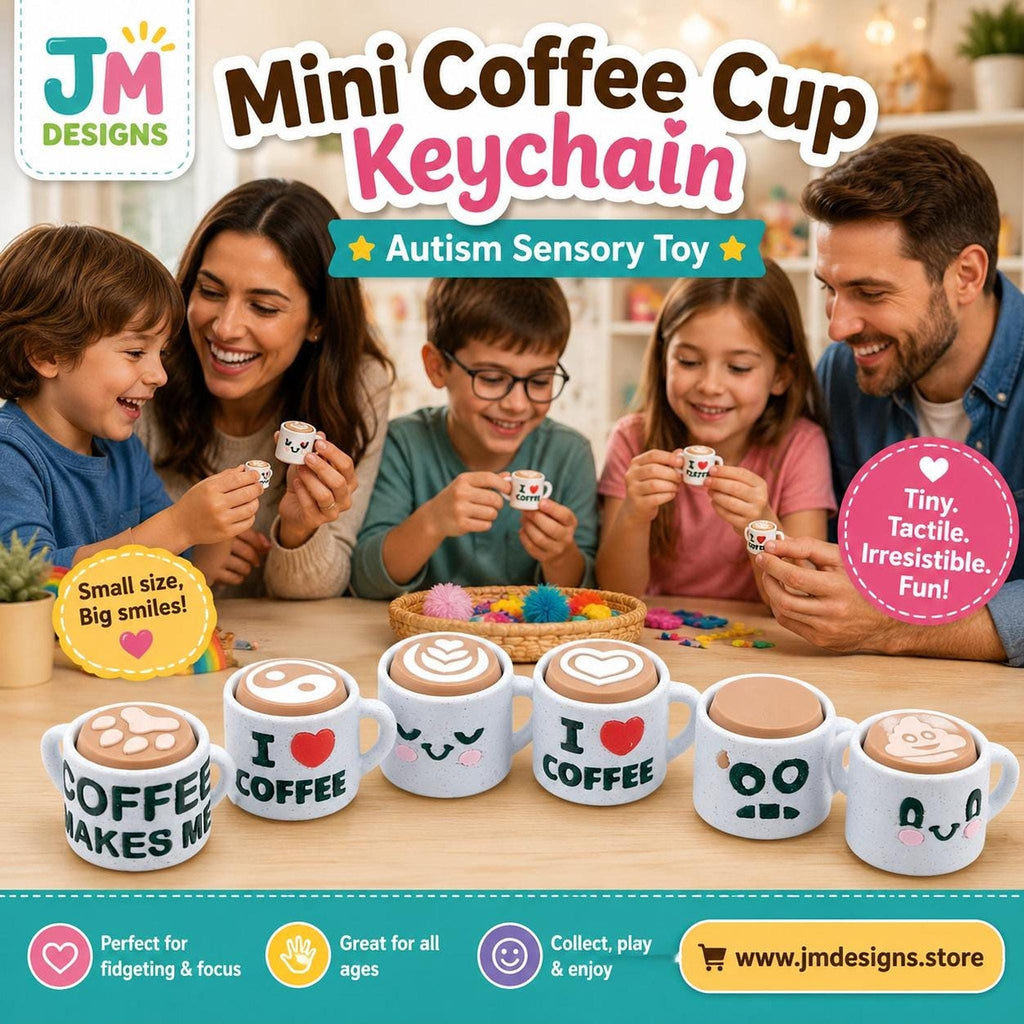 Autism Sensory Aid Mini Coffee Cup Keychain, 3D Printed Fidget Toy - JM Designs