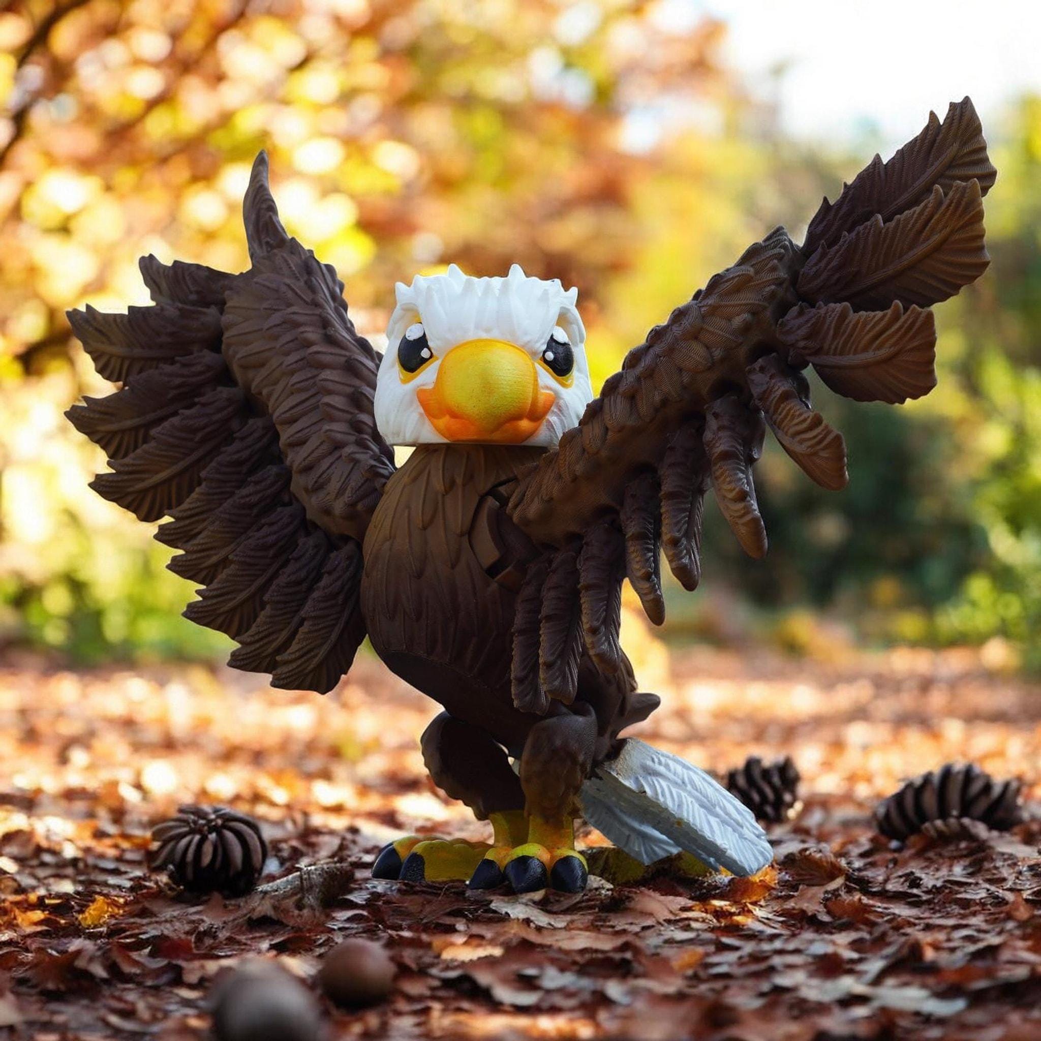 Bald Eagle Ornament, Posable 3D Printed Desk Decoration for Wildlife Display - JM Designs