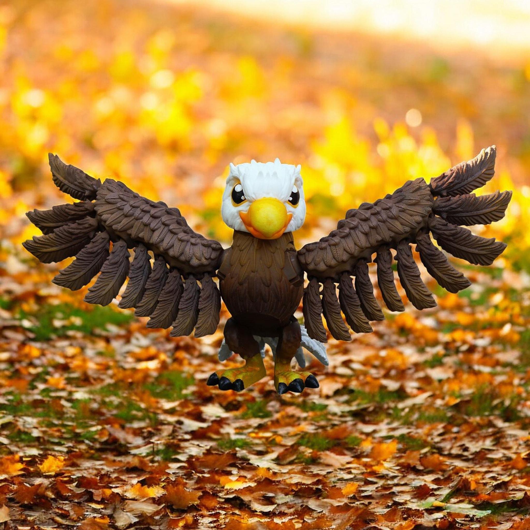 Bald Eagle Ornament, Posable 3D Printed Desk Decoration for Wildlife Display - JM Designs