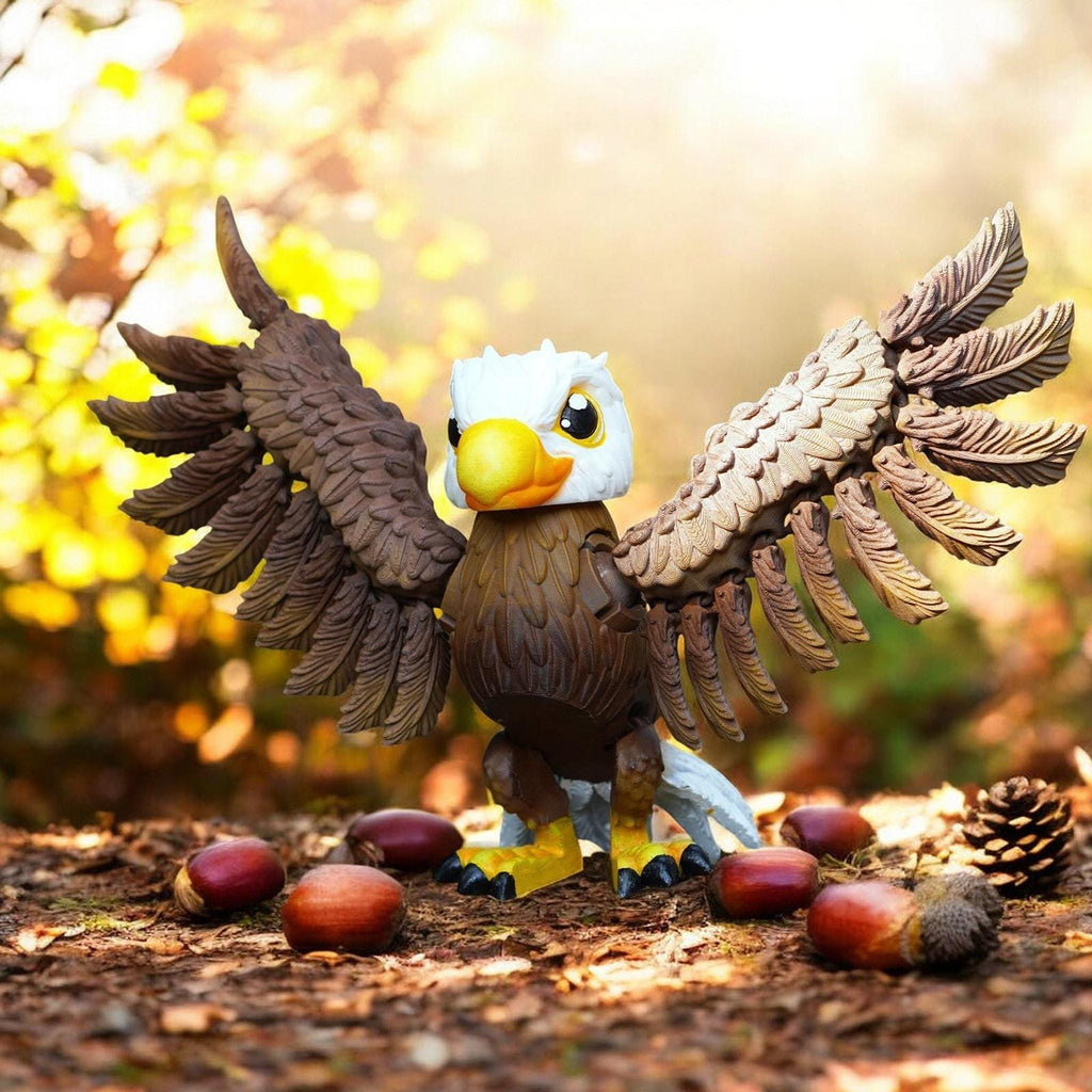 Bald Eagle Ornament, Posable 3D Printed Desk Decoration for Wildlife Display - JM Designs