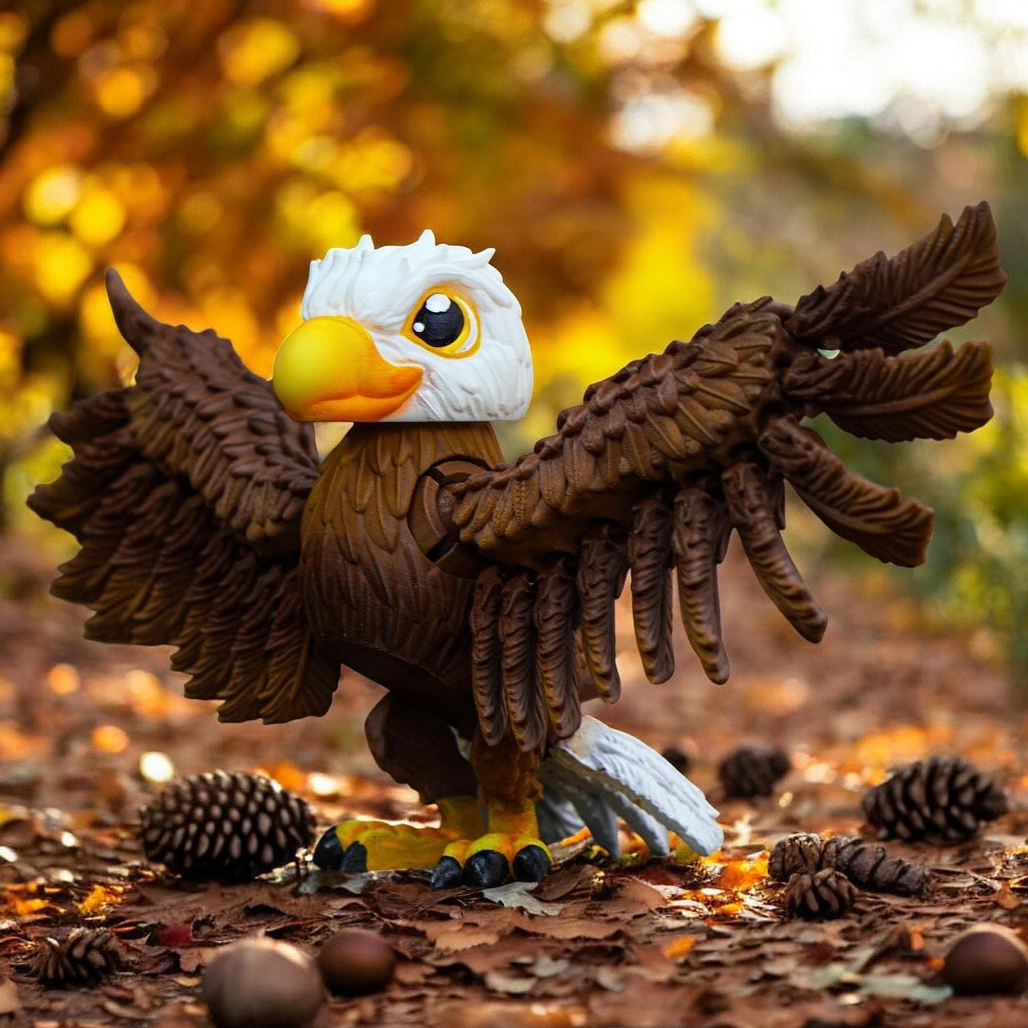 Bald Eagle Ornament, Posable 3D Printed Desk Decoration for Wildlife Display - JM Designs