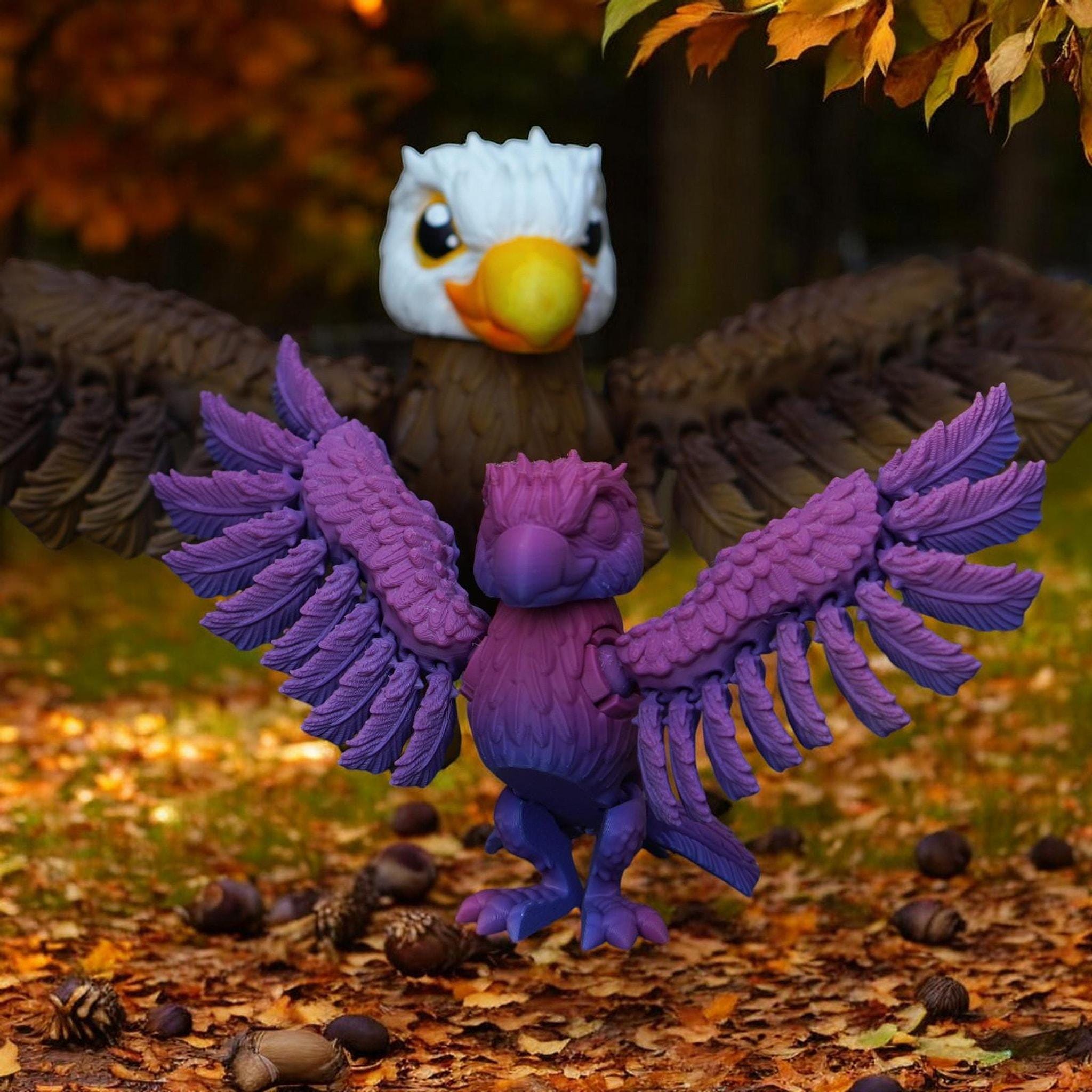 Bald Eagle Ornament, Posable 3D Printed Desk Decoration for Wildlife Display - JM Designs