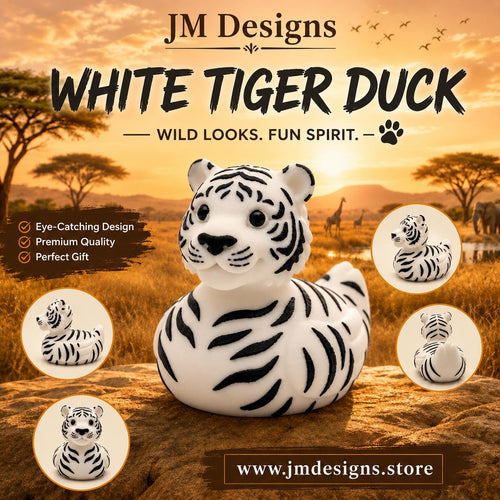 Bengal Tiger Duck White & Orange Zoo Theme Party Favor Kids Bathroom Shelf Accent Jungle Nursery - JM Designs