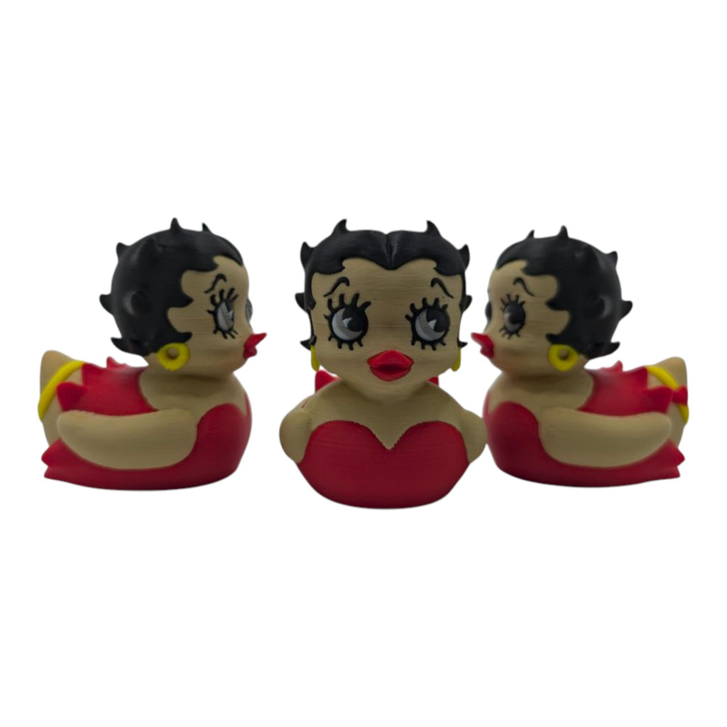 Betty Boop Inspired Duck Figure Physical Pla Printed Collectible Retro Cartoon Style Desk Decor Cute Animation Fans - JM Designs