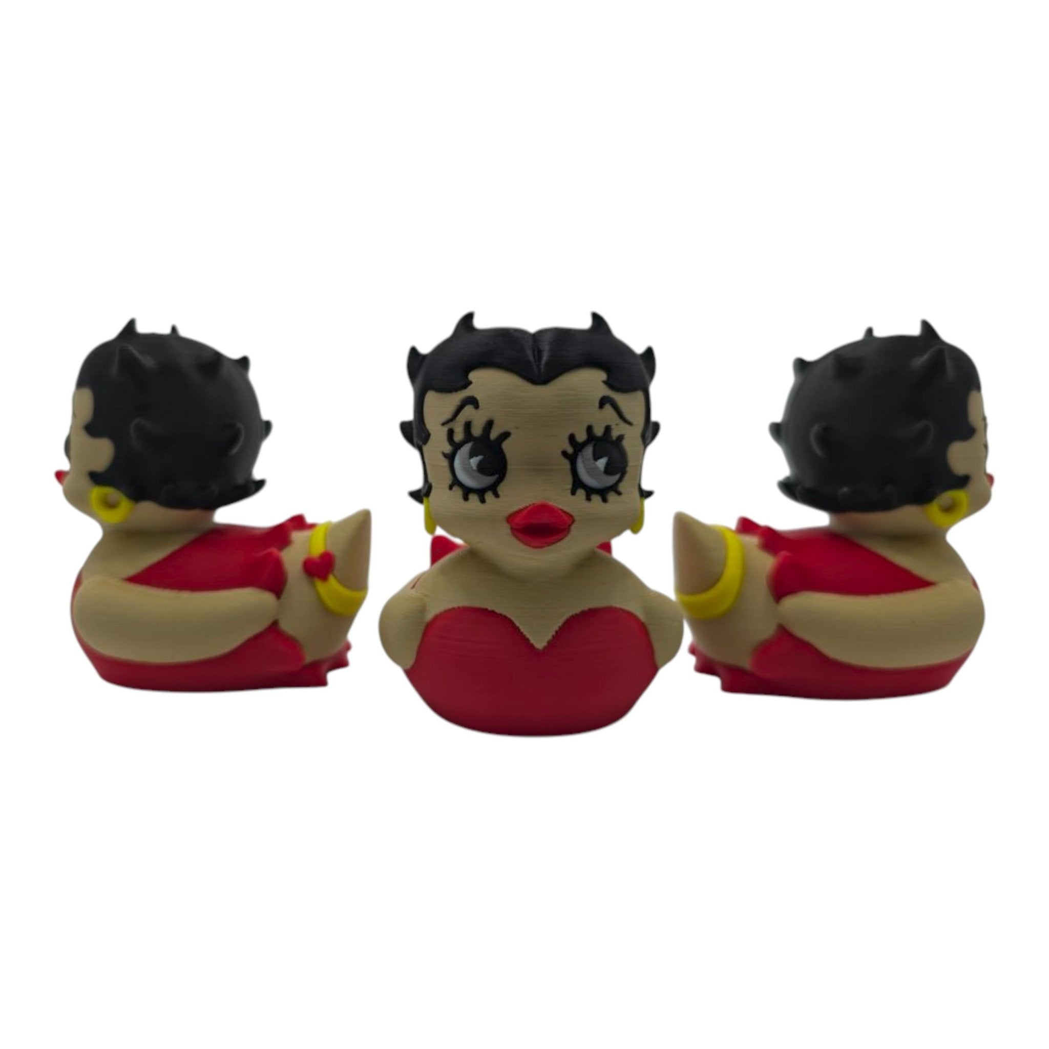 Betty Boop Inspired Duck Figure Physical Pla Printed Collectible Retro Cartoon Style Desk Decor Cute Animation Fans - JM Designs