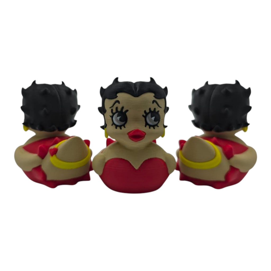 Betty Boop Inspired Duck Figure Physical Pla Printed Collectible Retro Cartoon Style Desk Decor Cute Animation Fans - JM Designs