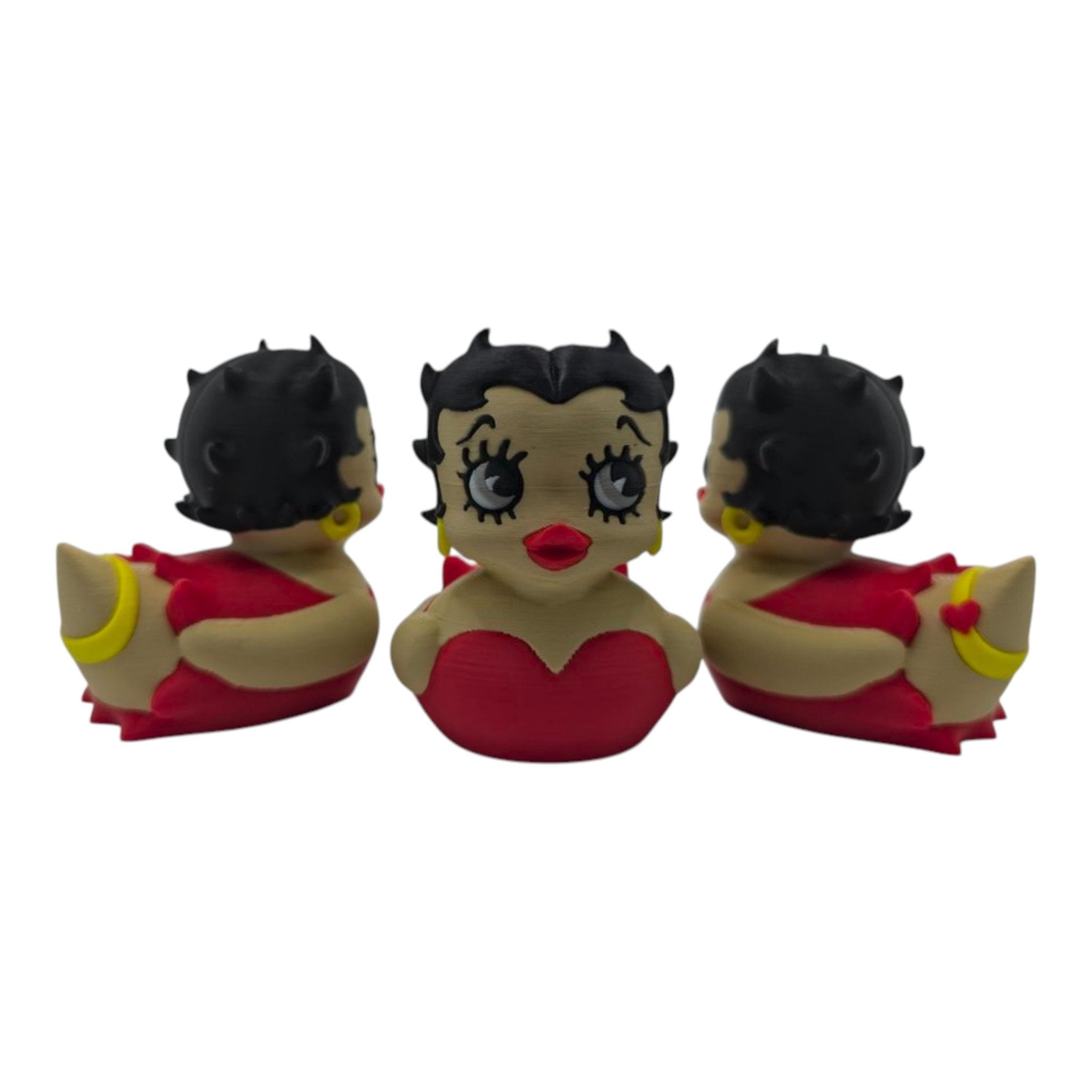 Betty Boop Inspired Duck Figure Physical Pla Printed Collectible Retro Cartoon Style Desk Decor Cute Animation Fans - JM Designs