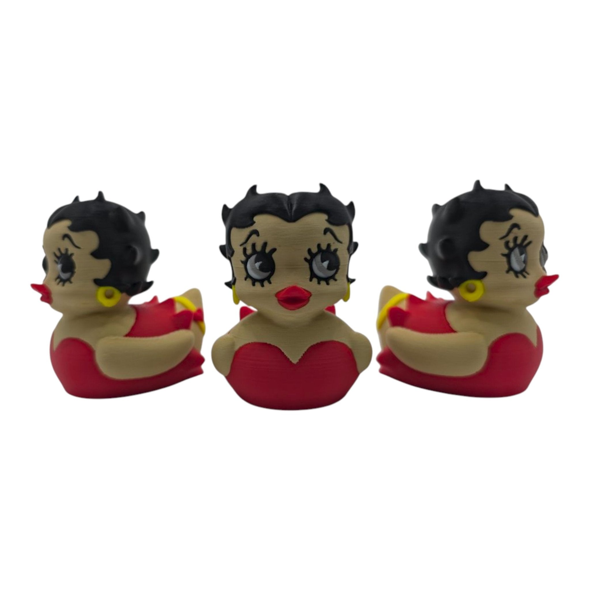 Betty Boop Inspired Duck Figure Physical Pla Printed Collectible Retro Cartoon Style Desk Decor Cute Animation Fans - JM Designs